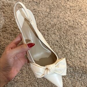 Antonio Melani Ivory Bow Slingback Heels